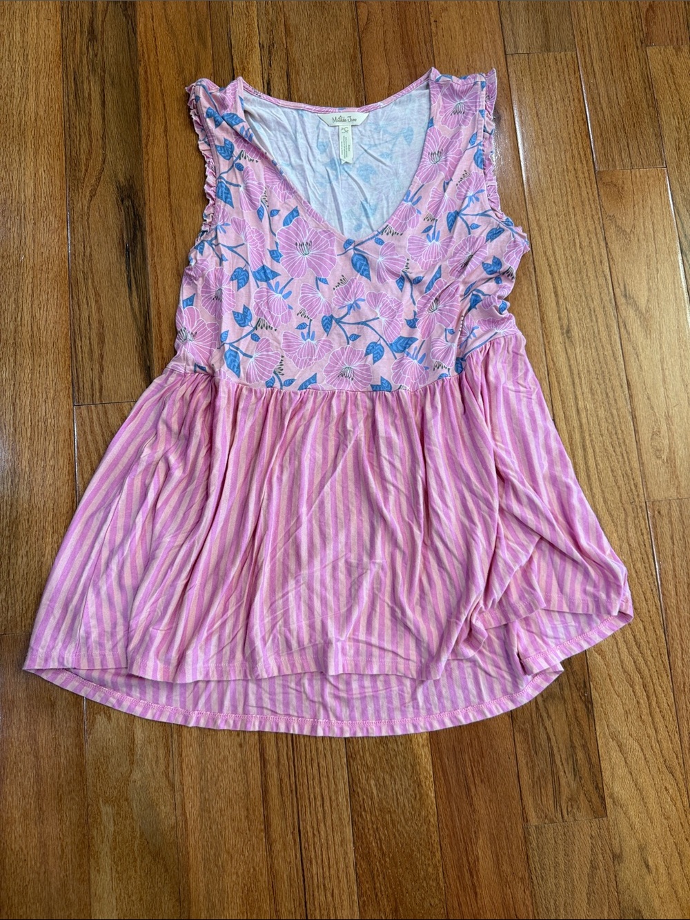 Matilda Jane Pink Floral & Stripe Sleeveless Peplum Top